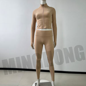 Ensemble veste de yoga haute élastique et leggings taille haute personnalisés de diverses couleurs vêtements de sport vêtements de fitness - Product Image 6