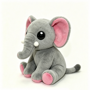 Elefante de Peluche Gris Personalizado con Orejas y Patas Rosas, 31cm-50cm, Juguete Suave para Bebés y Niños Pequeños, Unisex - Product Image 3