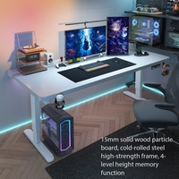 Bureau d'e-sport, bureau d'ordinateur de bureau, bureau à plateau séparé pour la maison, réglable avec multiprise, pliable et extensible