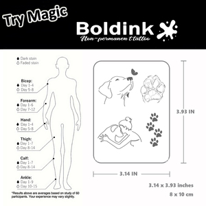<span class=keywords><strong>Tatuaggio</strong></span> Temporaneo Boldink Personalizzato Realistico per Amanti dei Cani, Impermeabile, Lunga Durata 2 Settimane, Inchiostro Jagua - Product Image 5