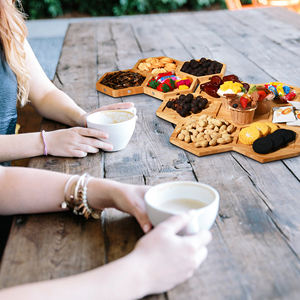 Bandeja de bambú para servir aperitivos, plato con compartimento extraíble para aperitivos, condimentos, aperitivos - Product Image 4