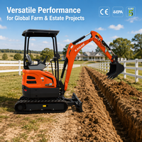 Mini Excavadora Usada de 1.5 a 2 Toneladas, Mini Excavadora de Orugas para Uso Doméstico de 1.5 Toneladas con Pulgar Hidráulico