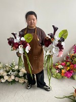 Bouquet de mariée bordeaux H483, lys Calla, fleurs en cascade pour les mariages et les cérémonies, fleurs artificielles en soie
