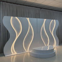 Décor de scène en fer avec éclairage LED ondulé pour mariage, plateforme ronde moderne et romantique, intérieur/extérieur