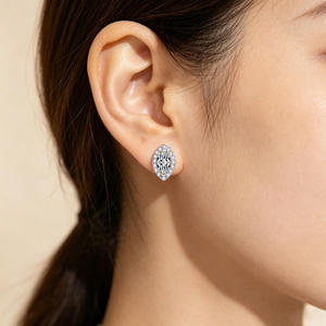 Factory Wholesale Shiny S925 Sterling Silver Marquise Cut D Color VVS1 0.5CT <b>Moissanite</b> Stud <b>Earrings</b> Rhodium Plated Trendy GRA - Product Image 2