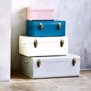 Juego de 3 Cajas de Almacenamiento de Hierro con Diseño de Unicornio, Estilo Europeo Vintage, Duraderas y Sostenibles, Baúles Decorativos para Guardar Objetos - Product Image 1