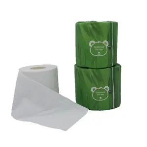 Toque macio Eco amigável 3ply biodegradável fabricante Flushable limpeza higiênico rolo papel orgânico do carretel