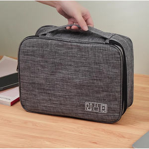 Bolsa de almacenamiento multifuncional para cable de datos, auriculares, cargador de energía, organizador de viaje, diseño minimalista rectangular de nailon - Product Image 3