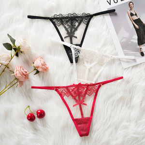 Mutandine perizoma con fiocco rosso trasparente Sexy di san valentino a vita bassa Tangas Lingerie da donna biancheria intima trasparente trasparente - Product Image 4