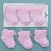 Nouvelle Arrivée Chaussettes Bébé Fille Adorables en Tricot Respirant avec Jolie Dentelle pour Nouveau-né
