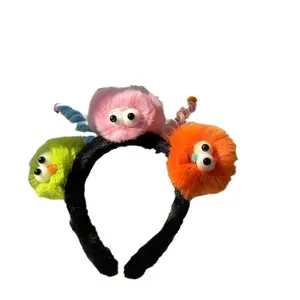 Orangee Creative Design Funny Big Eye Doll Hair Clip Handmade Cute Fluffy For Women's Face Wash And Hair Band Cute Headband