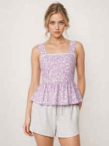 Blusa Casual de Verano sin Mangas con Estampado Floral para Mujer, 100% Algodón Transpirable, Diseño Peplum, Proveedor OEM/ODM - Product Image 4