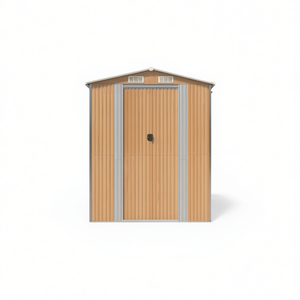 Caseta de jardín de acero galvanizado D0100H79JA6 de 75.6x205.9x87.8 pulgadas en color marrón claro para almacenamiento - Product Image 1