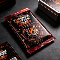 Sacs personnalisés imprimés pour cartes à collectionner TCG, boîtes mystères, paquets boosters individuels, sacs d'emballage laser opaques thermoscellables pour cartes aléatoires