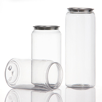 Canette de boisson gazeuse transparente pour animaux de compagnie de 350ml 500ml canette de boisson gazeuse vide en plastique transparent avec couvercle facile à ouvrir Logo personnalisé