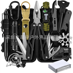 Outdoor Survival Gear Kit <b>Multi</b> Functional <b>Tool</b> Set For <b>Camping</b> Hiking Emergency Use Lightweight Compact Design 20x11.7x6.9cm - Product Image 1