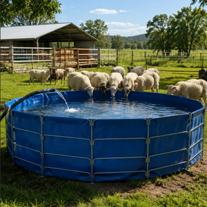 Vente Flash : Support <span class=keywords><strong>de</strong></span> <span class=keywords><strong>bassin</strong></span> à poissons en tube d'acier galvanisé rond, réservoir d'aquaculture en bâche PVC haute densité pour l'élevage <span class=keywords><strong>de</strong></span> poissons - Product Image 1