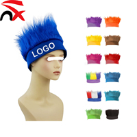Serre-tête à poils avec logo personnalisé, perruques amusantes, chapeau de troll fou, accessoire de costume pour femmes, Halloween, cosplay