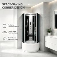 Cabine de douche vapeur coulissante noire moderne de luxe DMAN avec éclairage LED, receveur profond et douchette à main