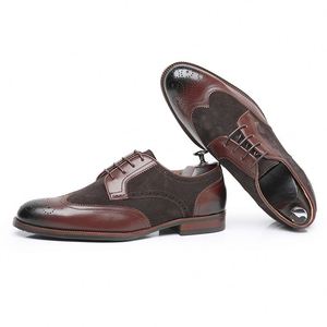 1 1 2025, zapatos de vestir de negocios empalmados de talla grande, zapatos Brogues transpirables con cordones tallados para hombres, zapatos Oxford de estilo inglés para caballeros - Product Image 5