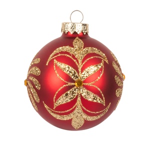 <span class=keywords><strong>Boules</strong></span> de Noël festives en verre rouge, <span class=keywords><strong>transparentes</strong></span>, peintes à la main, à suspendre - Product Image 4