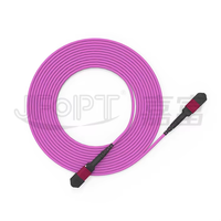 Kabel Trunk OM4 8-Core Kecepatan Tinggi dengan Jaket LSZH, Konektor Male/Female, 850nm untuk Pusat Data Jaringan 40G/100G/400G