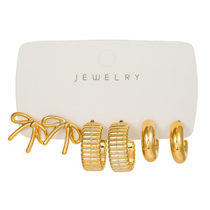 Joyería de Moda, Juego de Aretes Geométricos, Aros y Broqueles en Oro y Plata, para Fiestas - Product Image 5