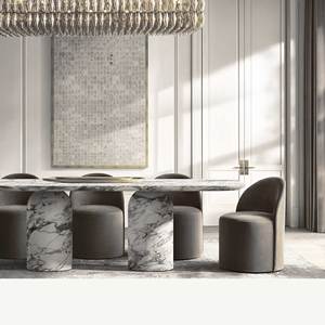<span class=keywords><strong>Tavolo</strong></span> da Pranzo <span class=keywords><strong>Allungabile</strong></span> Kumusi in Marmo Arabescato, Stile Scandinavo, Realizzato a Mano per Casa e Officina - Product Image 4