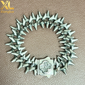 Exaggerated Punk Style Hip Hop Jewelry Wide Thick Heavy Gold Stainless Steel Spiked Thorns Cuban Link Bracelet for <b>Men</b> - Product Image 2