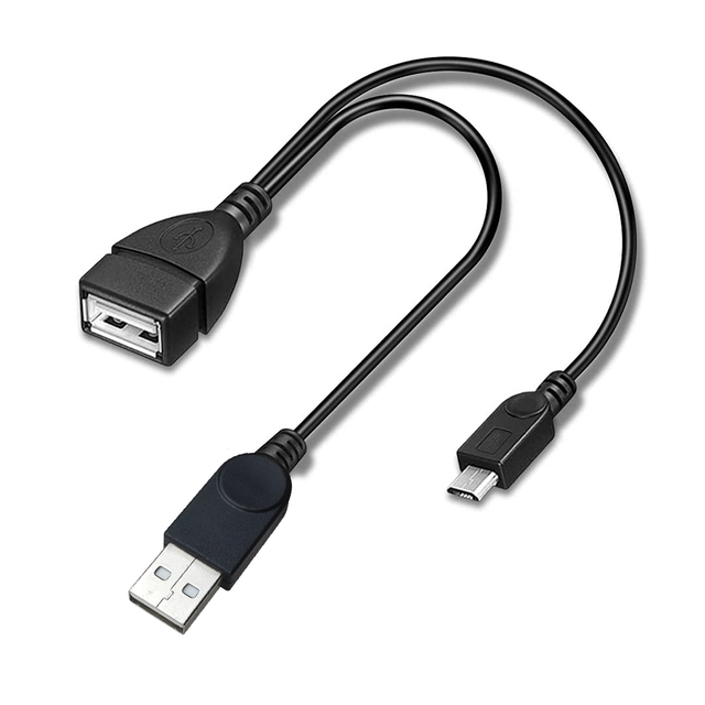 OTG Micro USB Host Power Y Splitter USB Adapter Standard Tinned Copper BOXPUT CN;GUA PVC Cord to Mirco Male Female Black 2 in 1