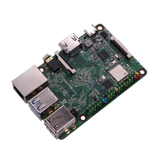 Rock Pi 4B+ Plus on Board Single Board Computer SBC WIFI5 BT5 GbE LAN Rockchip OP1 SoC Six-Core Development Board Mini Mainboard