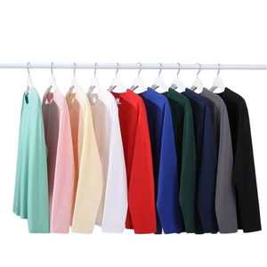 T 恤供应商批发重磅 220 克 100% 棉定制设计图案黑色长袖超大码男士 T 恤 - Product Image 2