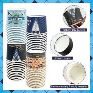 24 paquets de 9 oz, coupelles en papier jetables pour la fête des Pères, avec motif chapeau de papa, pour glace, collations et desserts, y compris pour le yaourt - Product Image 4