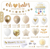Kit d'arche de ballons en latex imprimés rétro Dauphin Étoile pour fête de révélation du sexe de bébé, Bannières OH Baby, Guirlande à pois, Écharpe décorative et Décoration de gâteau