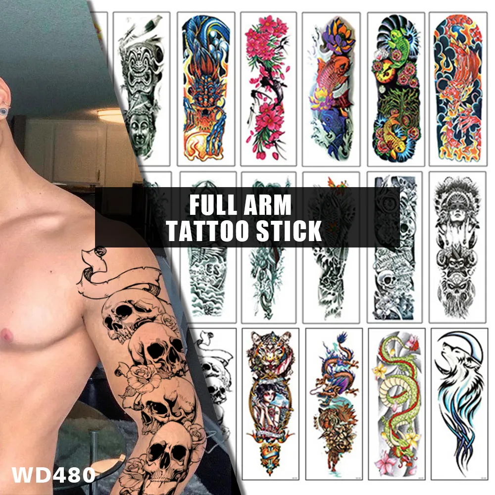 WD01-20 оптовая продажа tatuajes водонепроницаемый нетоксичный и экологически безопасных полные руки татуировки tatouage стикеры Временные татуировки-наклейки