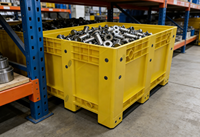 Caisse en plastique jetable avec roulettes |   Conception empilable pour le stockage et la manutention