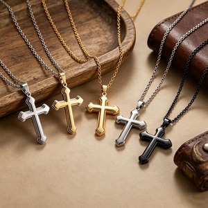 Collar con Colgante de Cruz de 3 Capas de Acero Inoxidable Estilo Punk, para Hombres y Mujeres, Amuleto de Fe Cristiana, Cadena de Metal, Regalo de Joyería - Product Image 4