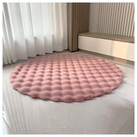 Tapis de sol circulaire minimaliste moderne, tapis en peluche, poils longs, polyester, fabrication mécanique, couleur unie, lavable, tapis de chevet pour chambre à coucher