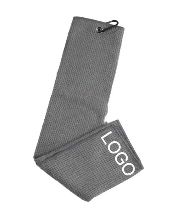 Einfarbiges waffelgewebe benutzerdefinierte golftücher mit Carabiner-Clip Sublimationshandtuch für Sport