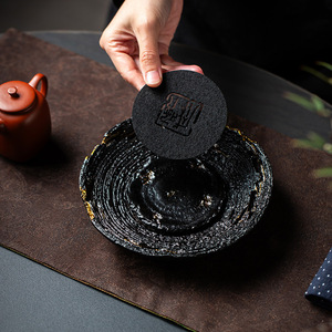 Guanlan Handmade Ceramic Teapot Stand Round Pottery <b>Tea</b> Tray For Kung Fu <b>Tea</b> <b>Set</b> Household Use Dehua Origin - Product Image 5
