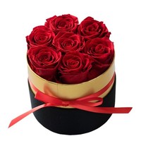 Roses éternelles pour un cadeau de saint-valentin, fleurs tenue longue durée, pour la saint-valentin, avec une boîte ronde, vente en gros,
