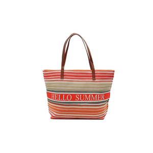 Bolsa de Playa a Rayas Hello Summer 51x35x15cm, Bolsa de Mano con Estampado PP para Mujer, Uso de Verano - Product Image 2