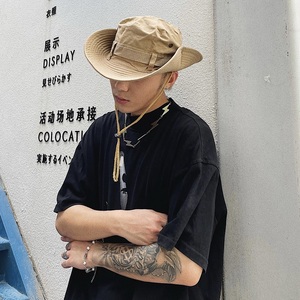 Cappello da sole Boonie all'aperto pieghevole pescatore personalizzato donna uomo uomo Cowboy a tesa larga Safari Safari estivi Unisex cappelli a secchiello con stringhe - Product Image 5