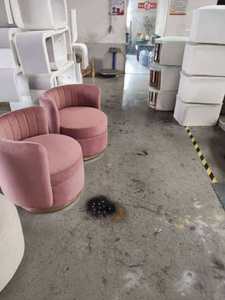 360-degree Rotation Modern Stainless Steel Fabric Upholstered Tufted Leisure Chair for <b>Living</b> <b>Room</b> - Product Image 5