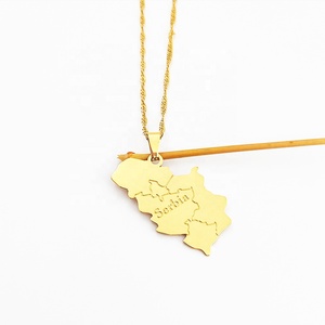 Plaqué or 18 carats dernier collier à breloques de la Serbie en acier inoxydable <span class=keywords><strong>carte</strong></span> du pays avec le nom de l'État collier bijoux de <span class=keywords><strong>carte</strong></span> de la Serbie - Product Image 4