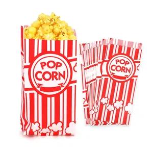 廉价影院电影生日派对零食可重复使用纸红色条纹防油微波爆米花袋
