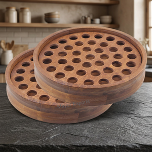 Bandeja de Comunión de Madera Maciza Elegante de Primera Calidad con Acabado Pulido al Aceite para Servicios Religiosos Tradicionales Precio al por Mayor - Product Image 2