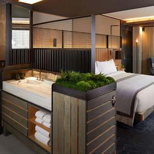 Meubles de hall d'hôtel, armoire en acier inoxydable, meubles de salle de bain, armoires de lavabo avec miroir, armoire de rangement en bois - Product Image 1