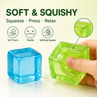 Jouet Squishy en forme de cube de gelée, coloré, en TPR souple, anti-stress, sensoriel, pour cadeaux de Noël, faveurs de fête, vente en gros
