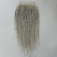 Prix d'usine Extensions de cheveux 5*5 en dentelle transparente couleur sel et poivre avec closure, en cheveux humains vierges pour intégration en maille